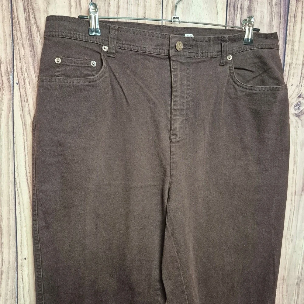 Bill Blass Jeans Womens 16 Cholate High‎ Rise Straight Leg Stretch Cotton Denim